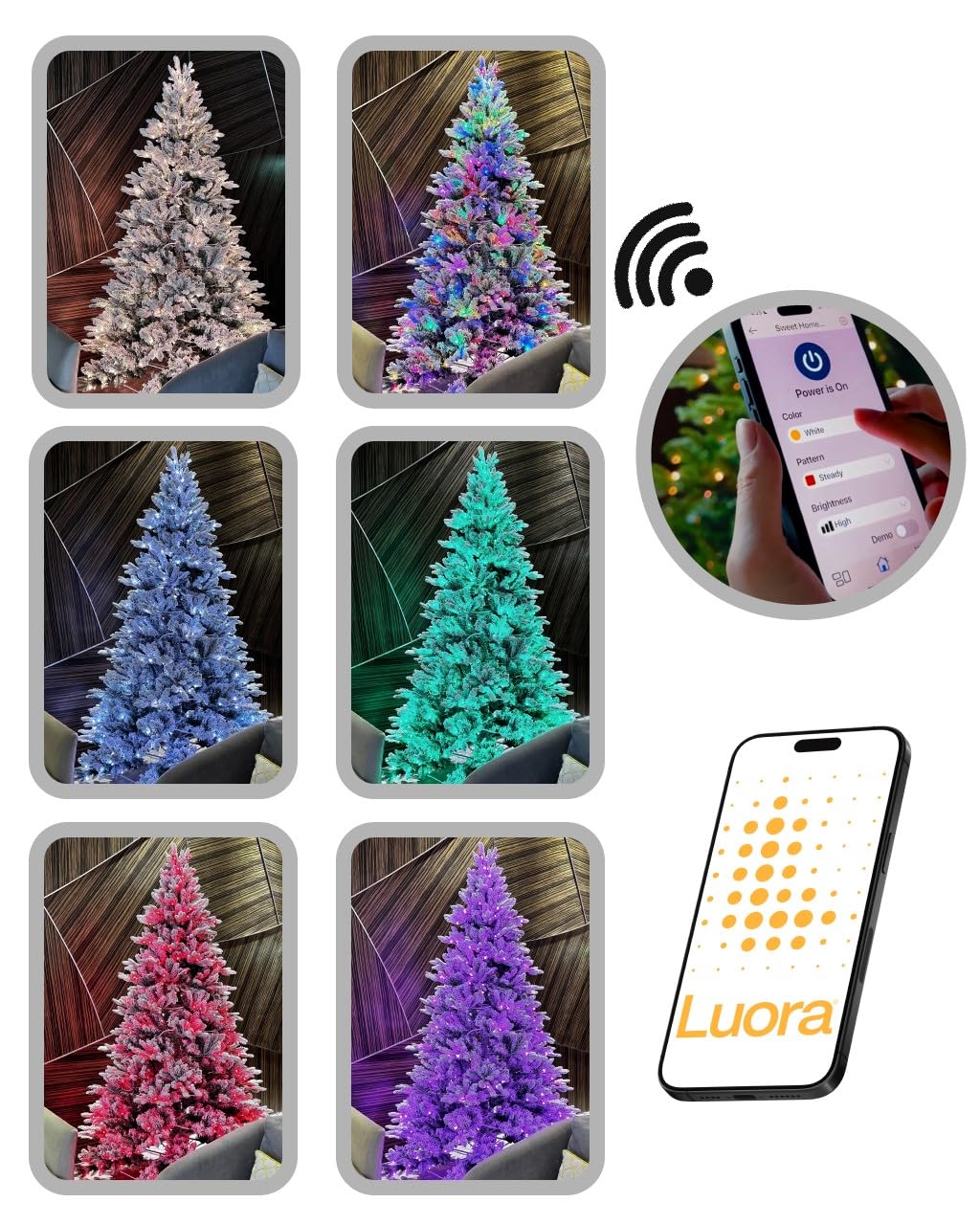 Luora Smart Christmas Wreath, 24" Round, App Compatible with Amazon Alexa & Google Nest Voice Control