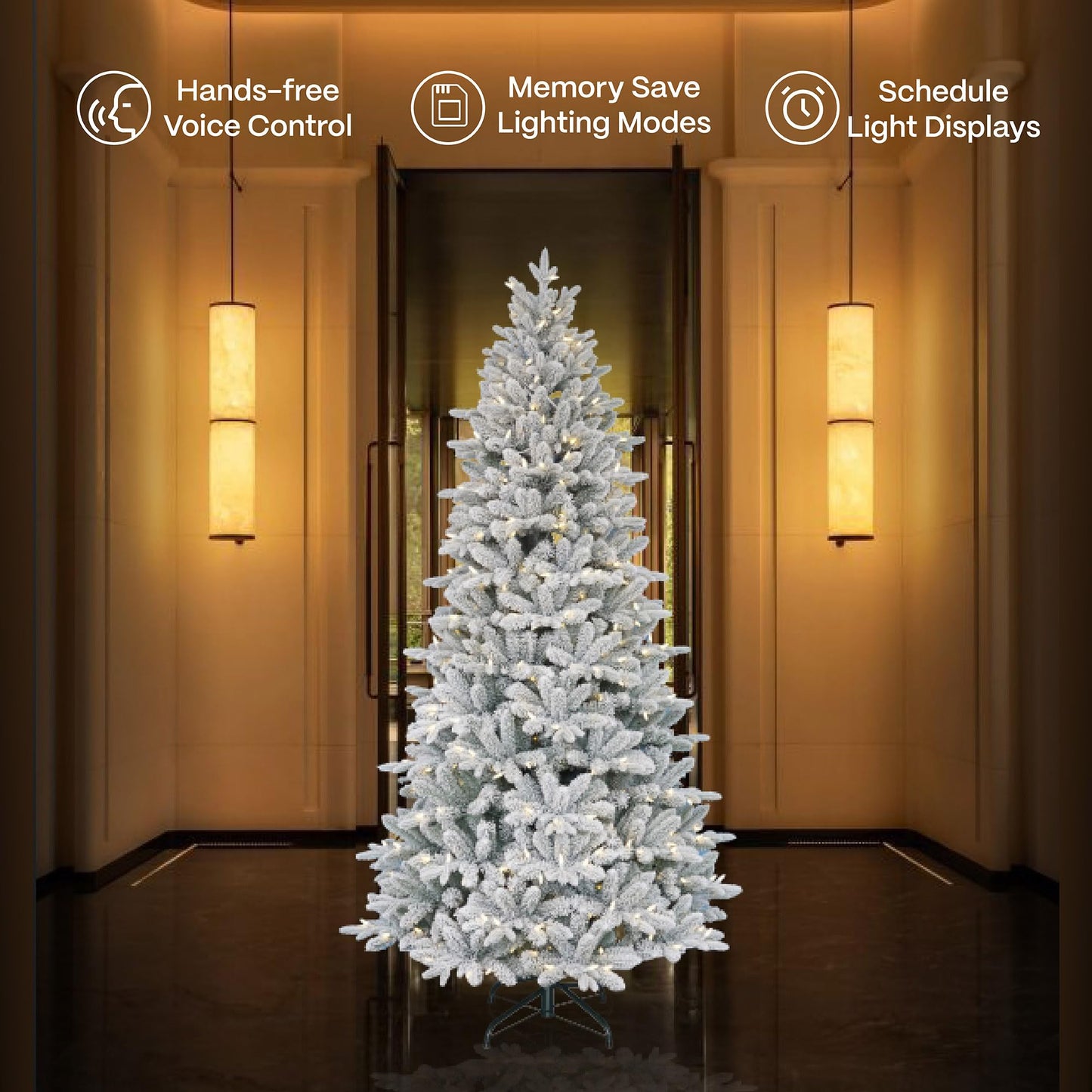 Luora Smart Christmas Trees, Snow Flocked, App Compatible with Amazon Alexa & Google Nest Voice Control