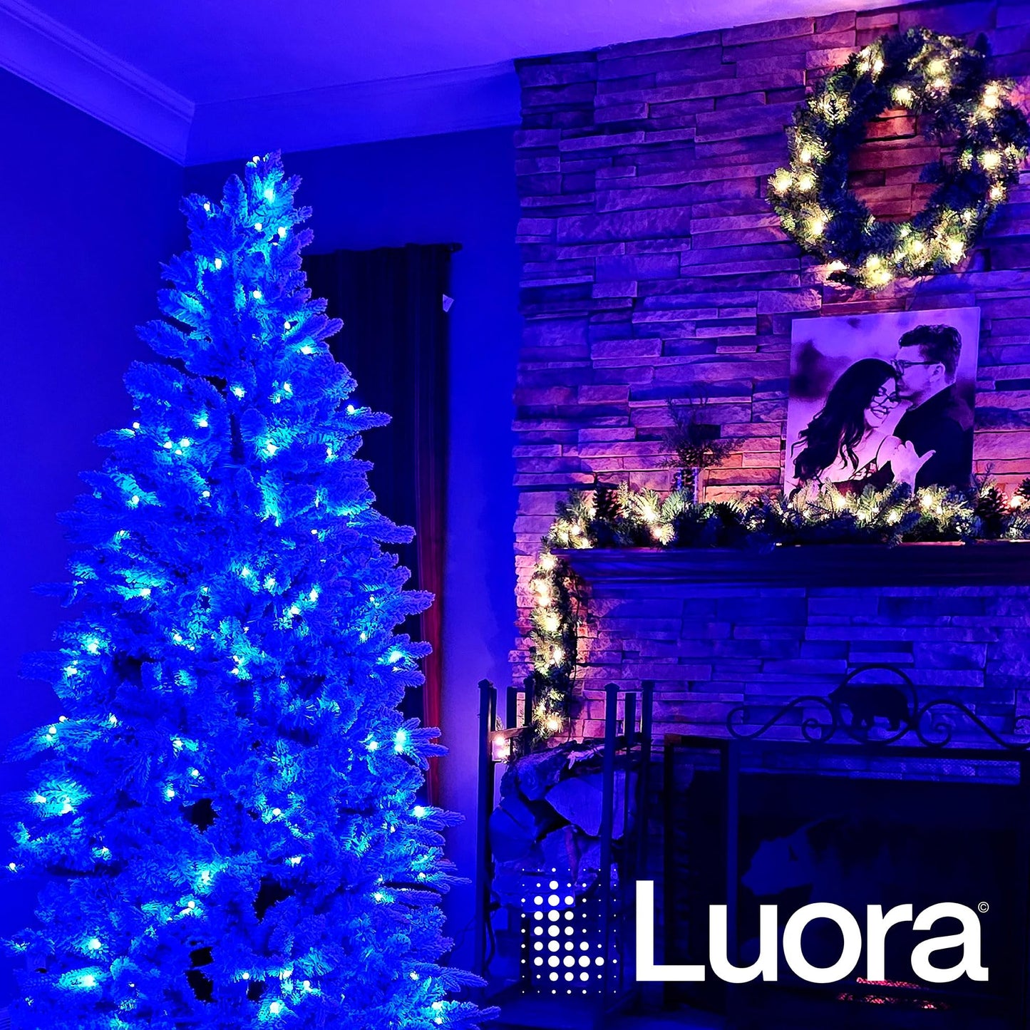 Luora Smart Christmas Wreath, 24" Round, App Compatible with Amazon Alexa & Google Nest Voice Control